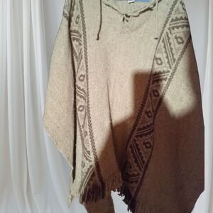 Women's Tan Poncho Sweater